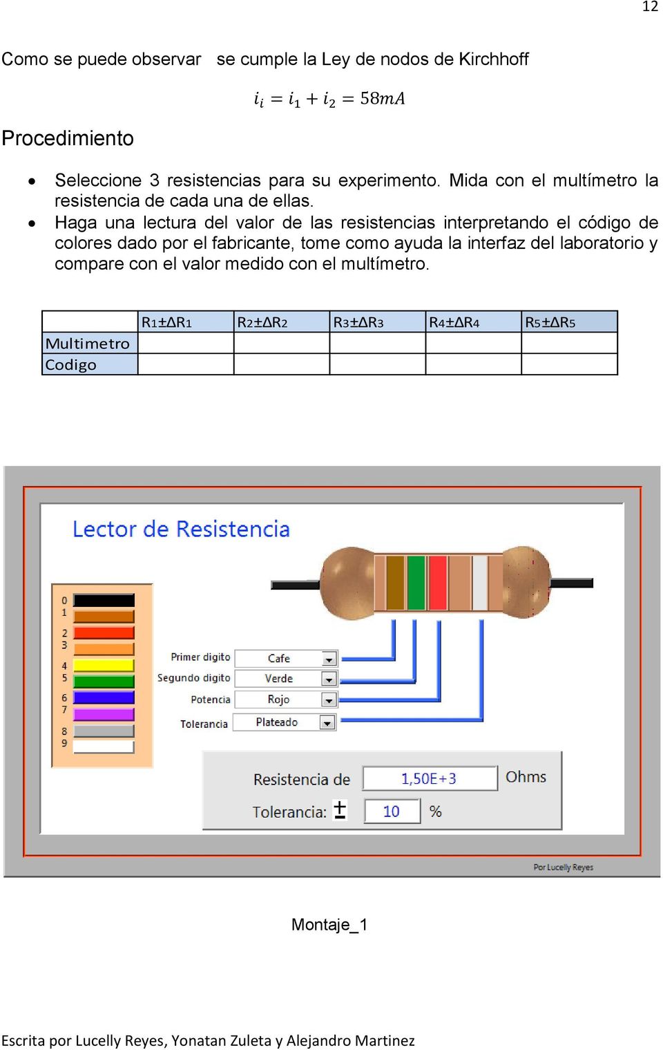 Haga una lectura del valor de las resistencias interpretando el código de colores dado por el fabricante, tome