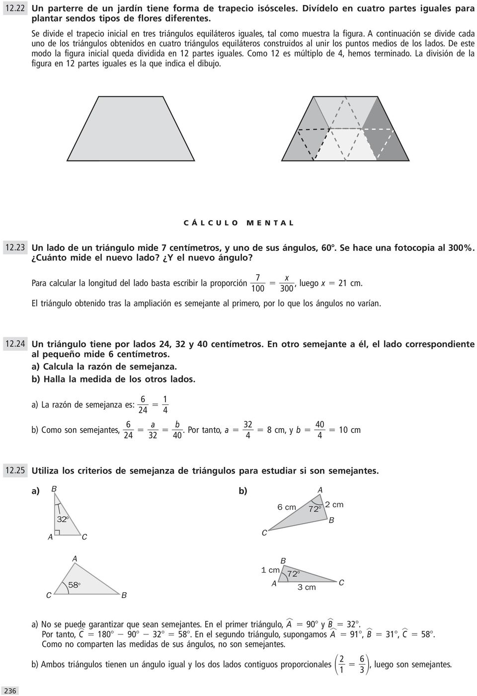continuación se divide cada uno de los triángulos obtenidos en cuatro triángulos equiláteros construidos al unir los puntos medios de los lados.