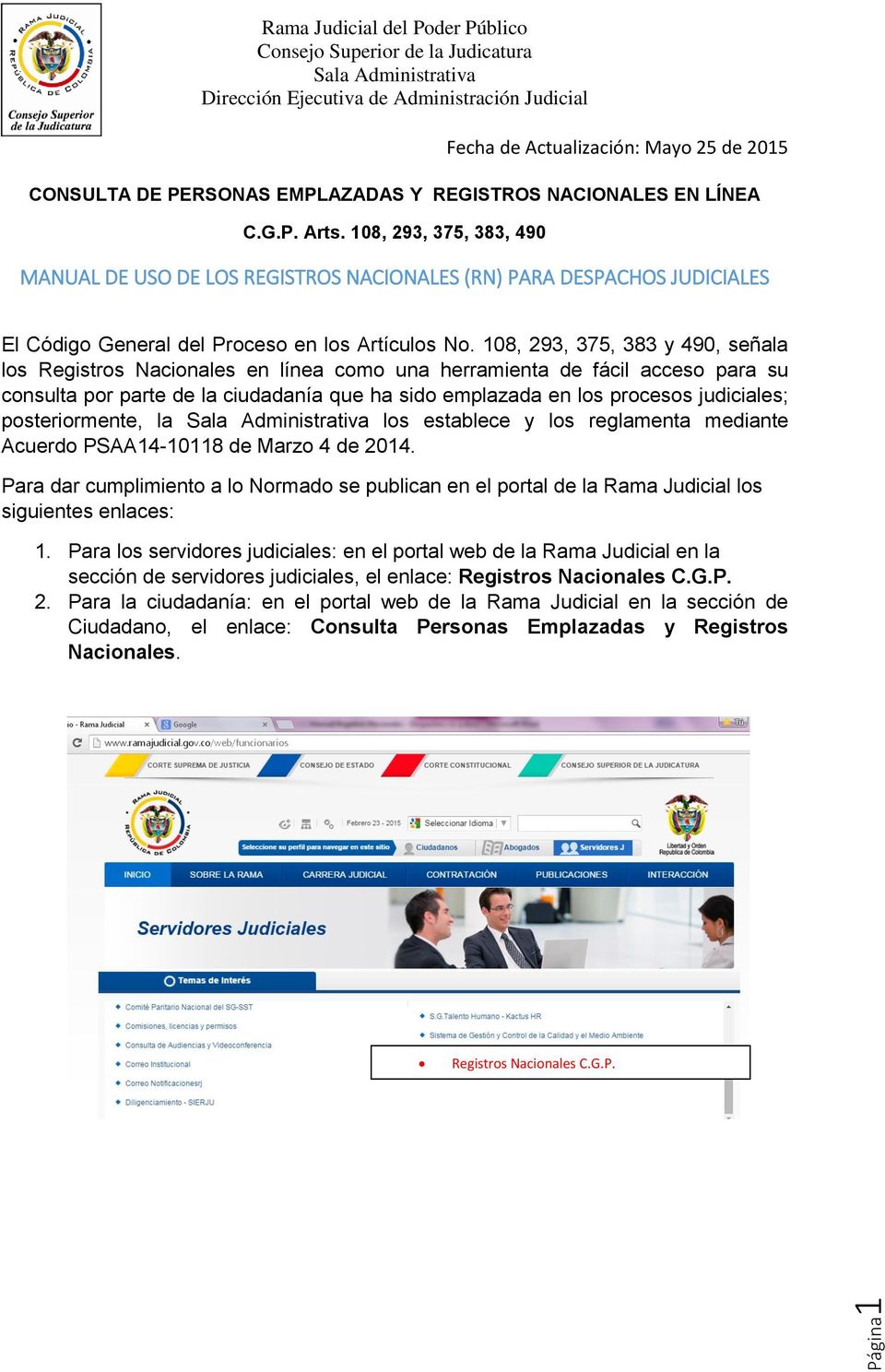 MANUAL USO DE LOS REGISTROS NACIONALES (RN) JUDICIALES PDF Descargar libre