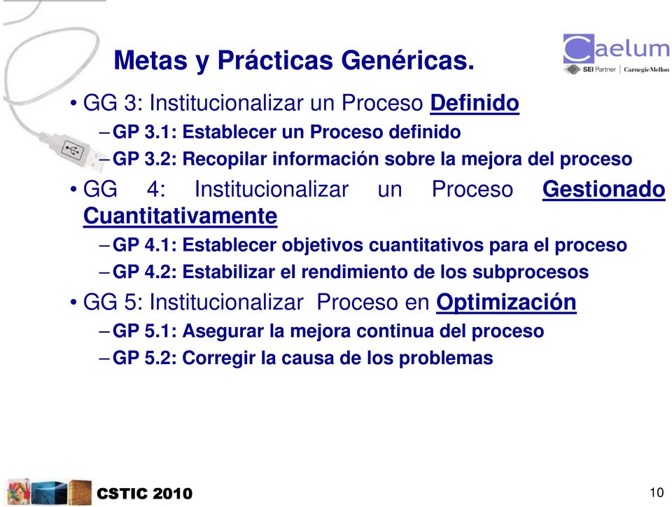 1: Establecer objetivos cuantitativos para el proceso GP 4.