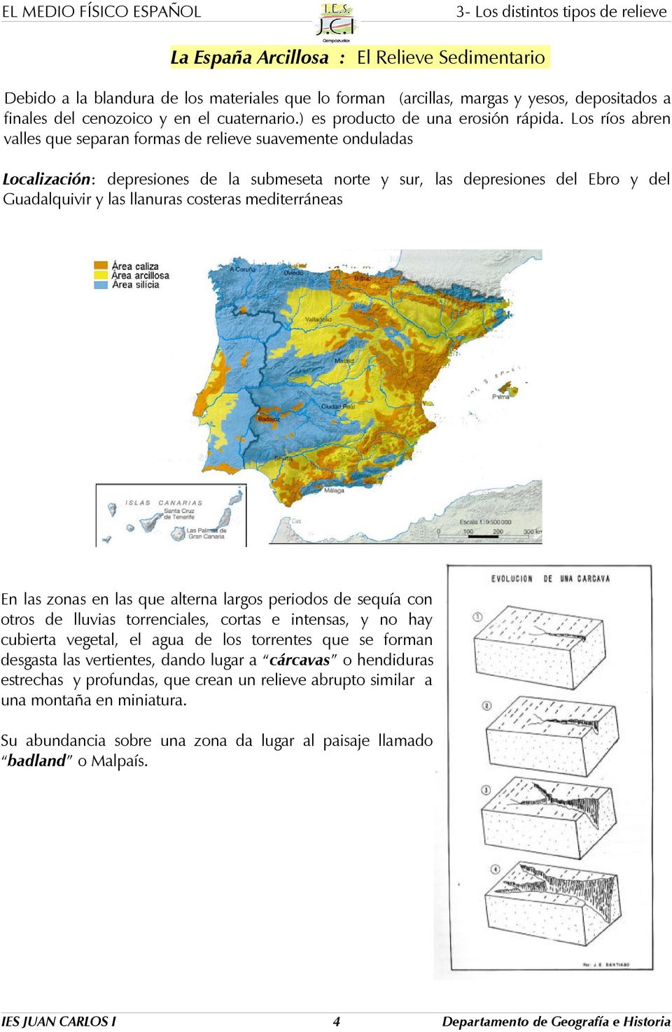 Los ríos abren valles que separan formas de relieve suavemente onduladas Localización: depresiones de la submeseta norte y sur, las depresiones del Ebro y del Guadalquivir y las llanuras costeras