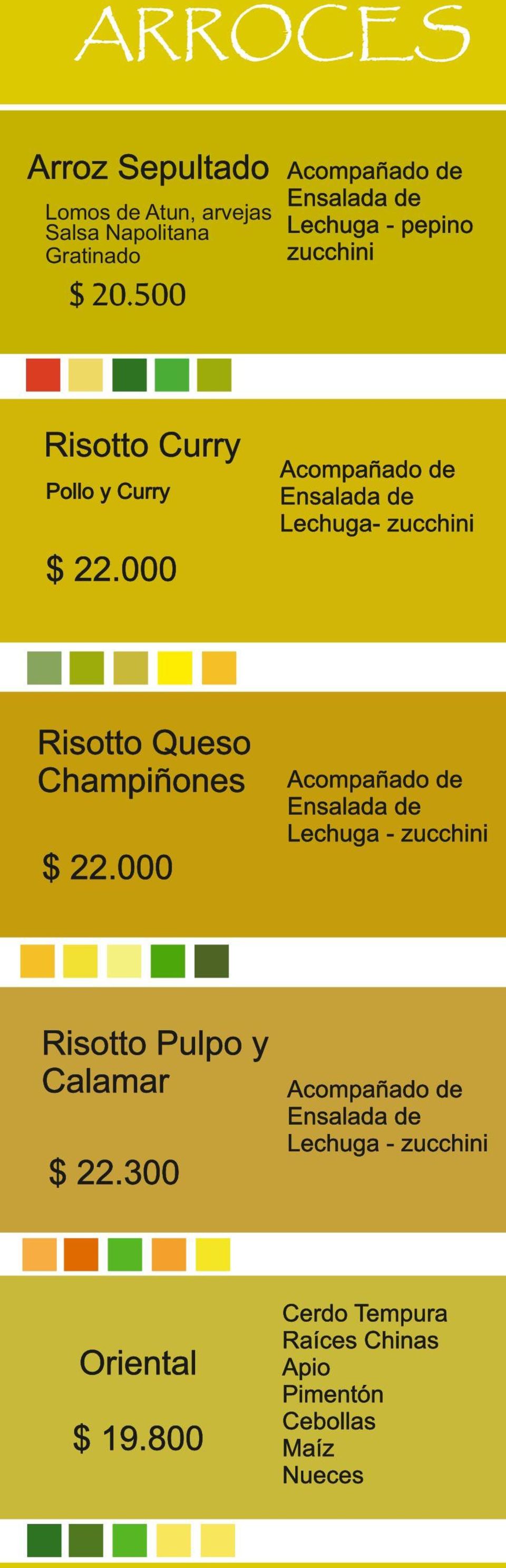 000 Risotto Queso Champiñones Lechuga - zucchini $ 22.