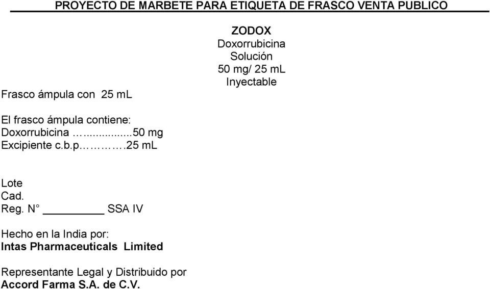 ..50 mg Excipiente c.b.p.25 ml Cad. Reg.