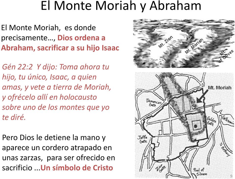 Moriah, y ofrécelo allí en holocausto sobre uno de los montes que yo te diré.
