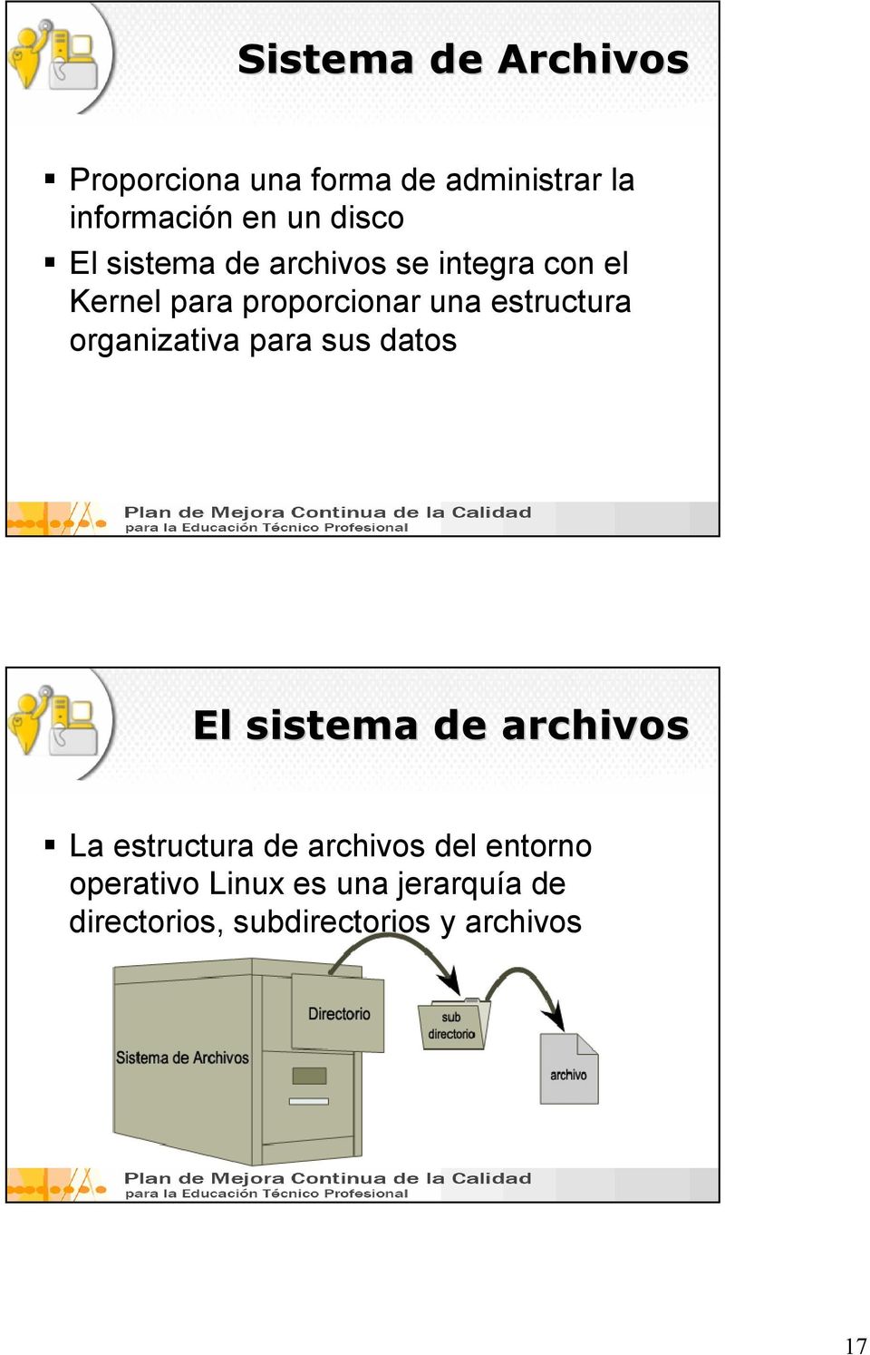 estructura organizativa para sus datos El sistema de archivos La estructura de