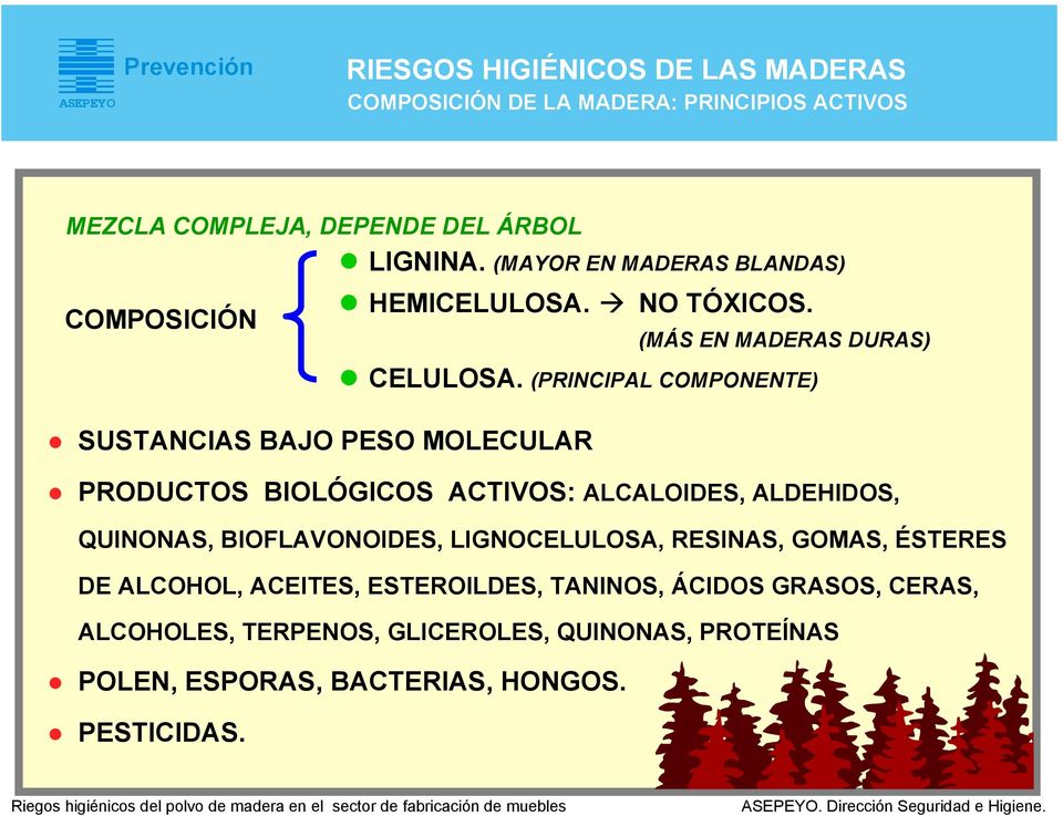 (PRINCIPAL COMPONENTE) SUSTANCIAS BAJO PESO MOLECULAR PRODUCTOS BIOLÓGICOS ACTIVOS: ALCALOIDES, ALDEHIDOS, QUINONAS,