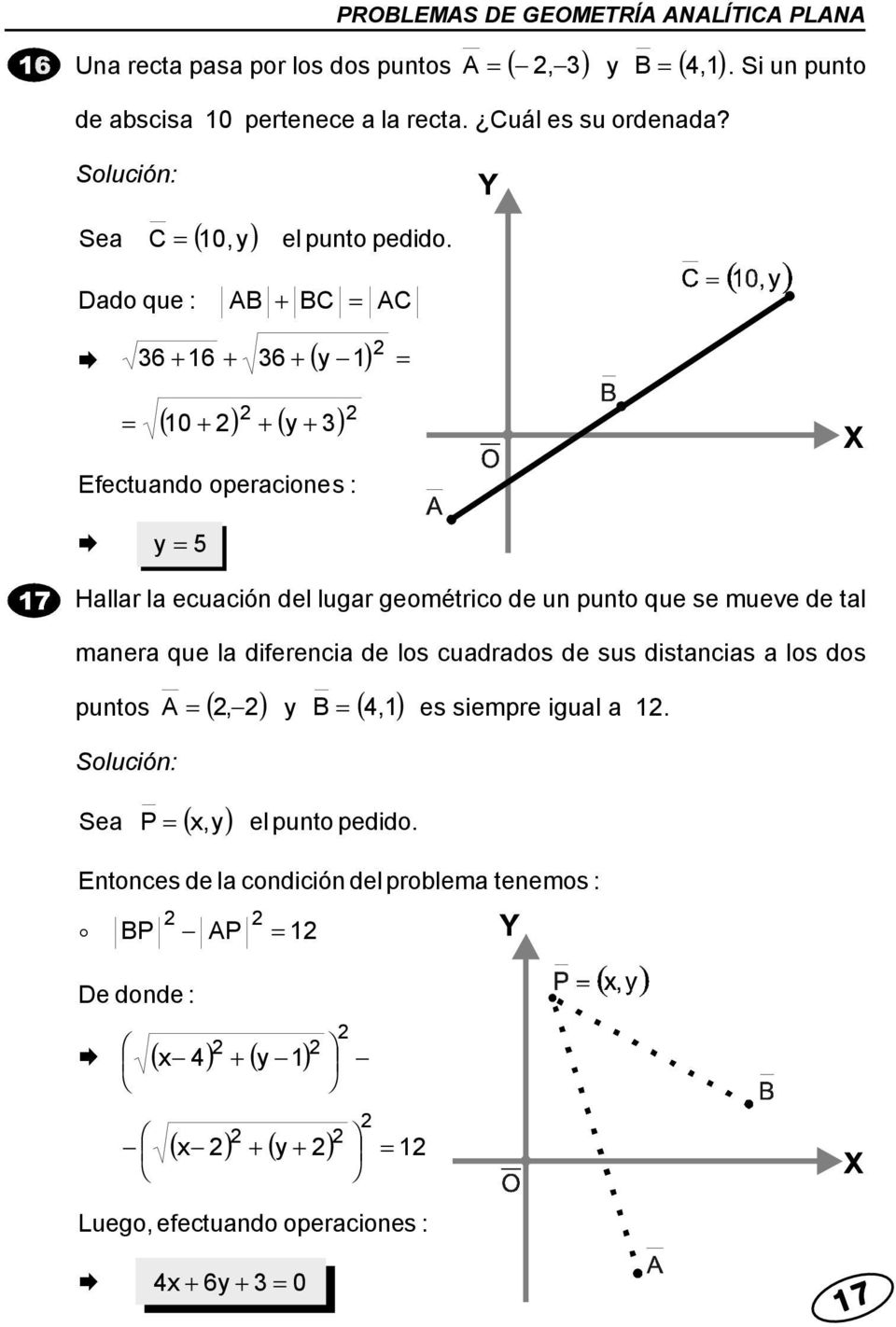 Ddo que AB BC AC 6 6 6 ( ) ( 0 ) ( ) Efectundo operciones 5 Hllr l ecución del lugr geométrico de un punto que se mueve de tl mner que l