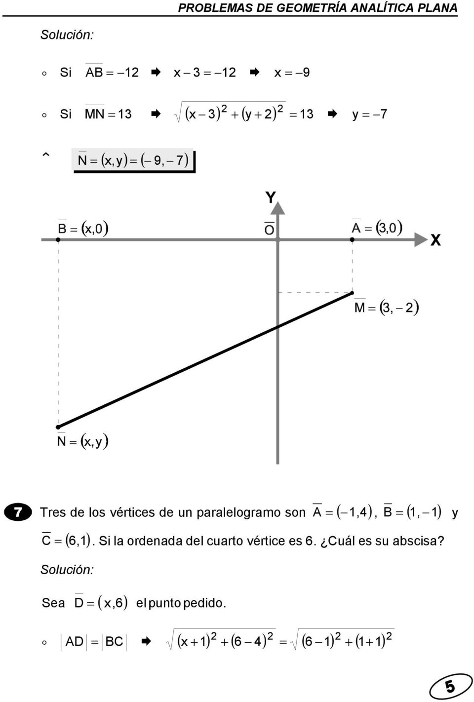 (,), B (, ) C ( 6,) Solución. Si l ordend del curto vértice es 6.