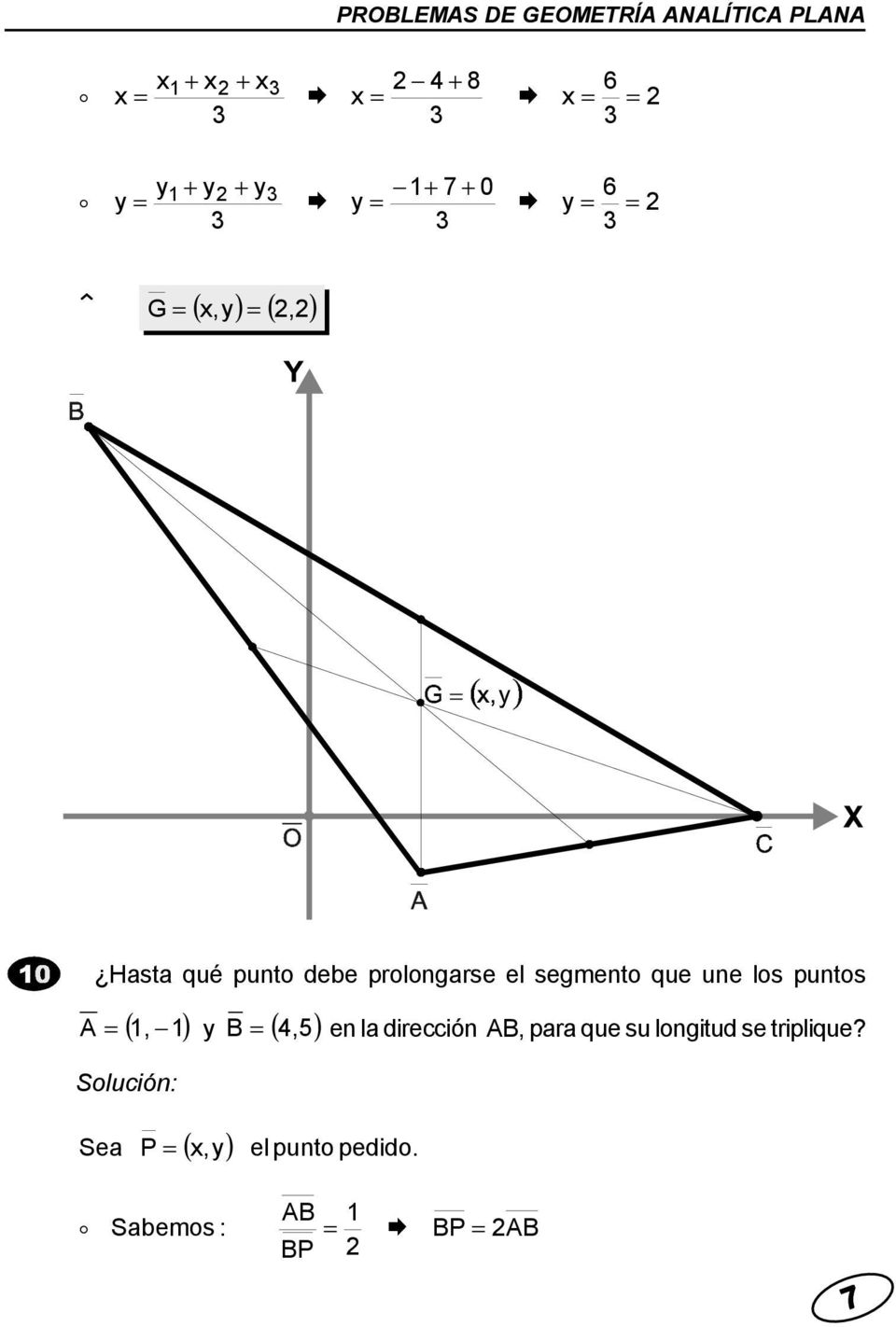 puntos (, ) (,5) Solución B en l dirección AB, pr que su