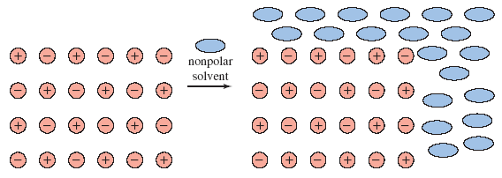 Solubilidad Compuestos iónicos: las moléculas de agua separan los iones, solvatándolos Estructura cristalina
