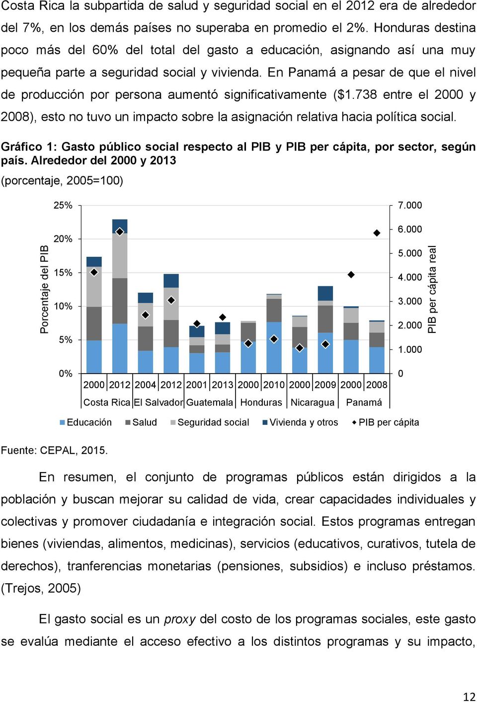 En Panamá a pesar de que el nivel de producción por persona aumentó significativamente ($1.738 entre el 2000 y 2008), esto no tuvo un impacto sobre la asignación relativa hacia política social.