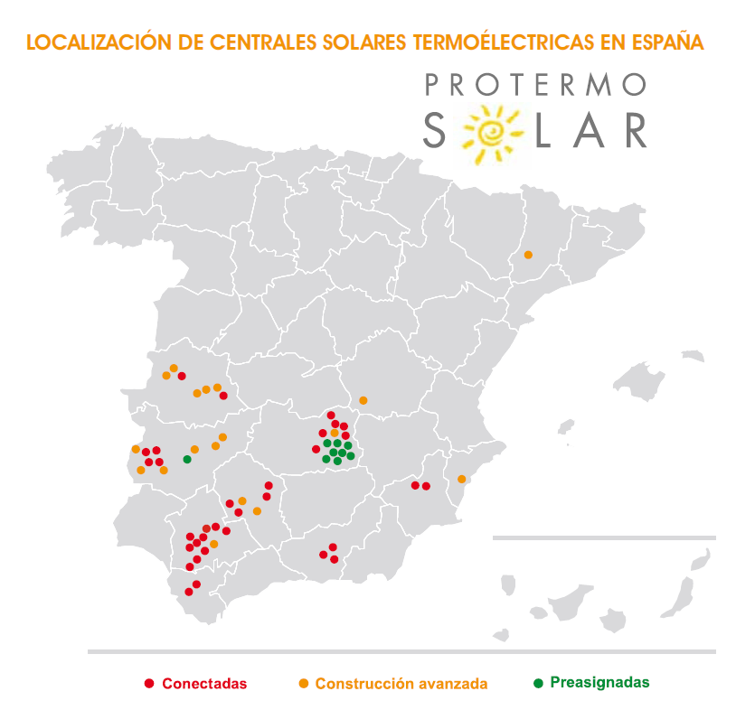 Solar Térmica. Localización centrales solares termoeléctricas en España 3.