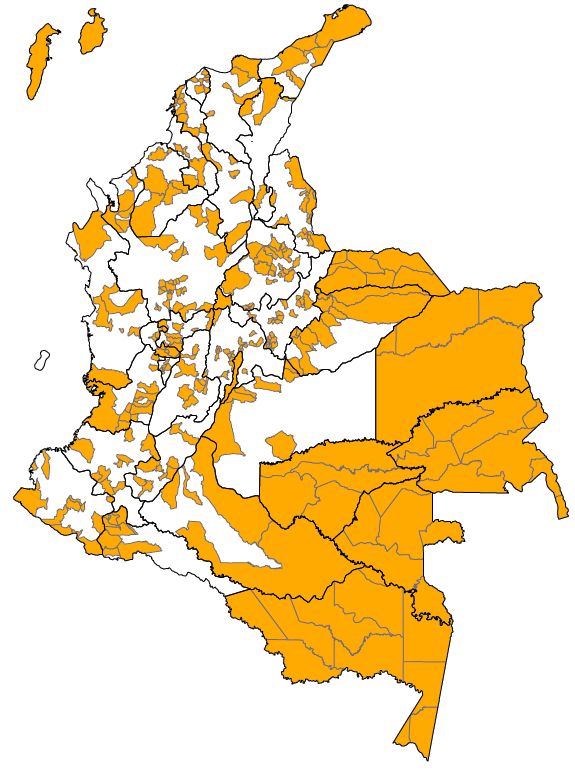 En el siguiente mapa Colombia se evincia la distribución que tuvo la