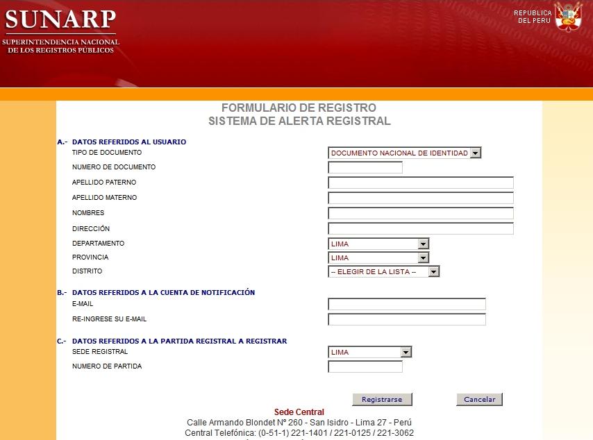 ALERTA REGISTRAL Servicio gratuito SUNARP compara continuamente si la partida registrada es objeto de algún bloqueo por un nuevo título.