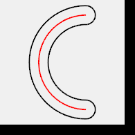 5 EDICIÓN DE GEOMETRÍA Para desfasar una polilínea con esquinas puntiagudas: 1 Seleccione el objeto. 2 En el menú Curva, haga clic en Desfasar y luego en Desfasar curva.