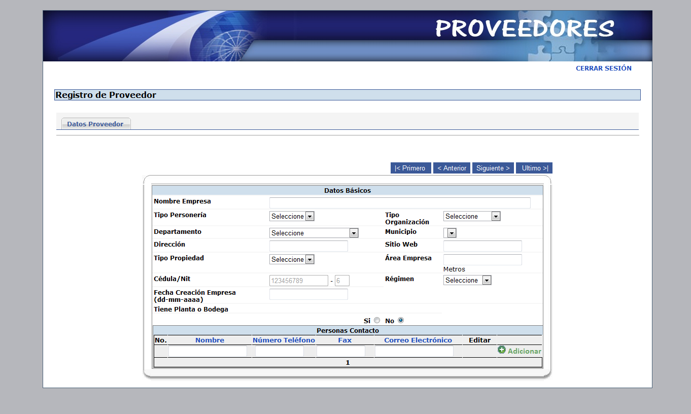 Sistema de Información Precalificación de Proveedores Octubre de 2011 2.