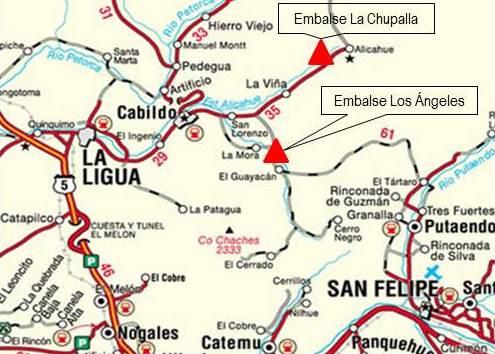 Embalse Los Ángeles Estero Los Ángeles La Ligua, en la comuna de Cabildo.