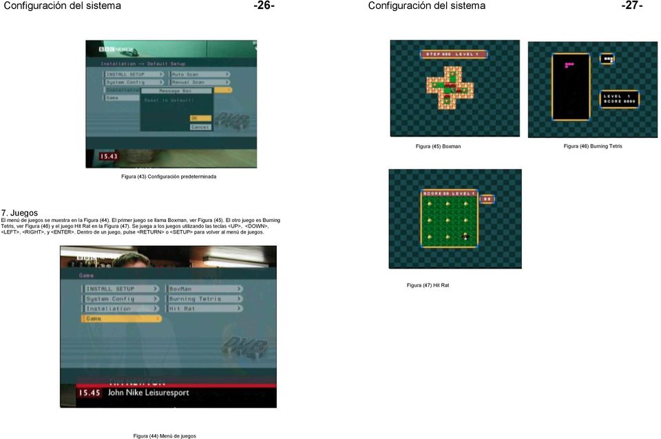 El otro juego es Burning Tetris, ver Figura (46) y el juego Hit Rat en la Figura (47).