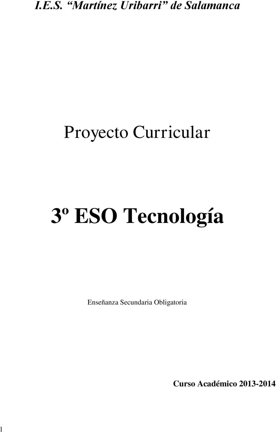 Proyecto Curricular 3º ESO