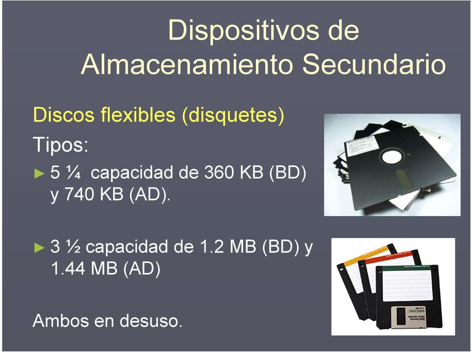 capacidad de 360 KB (BD) y 740 KB (AD).