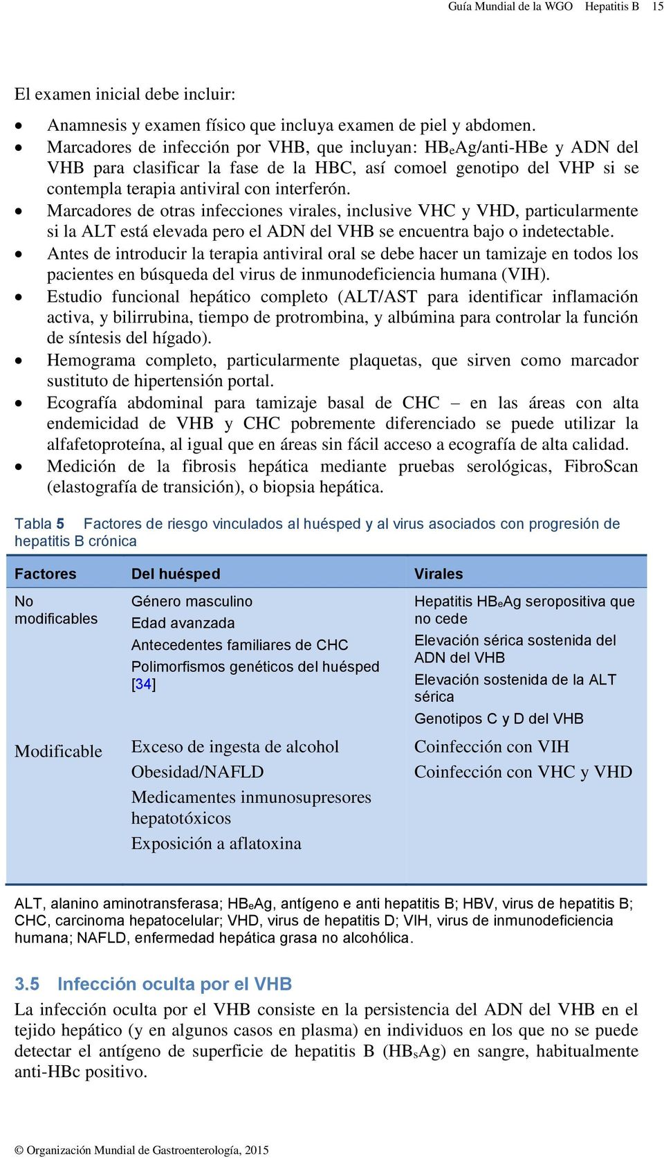 Marcadores de otras infecciones virales, inclusive VHC y VHD, particularmente si la ALT está elevada pero el ADN del VHB se encuentra bajo o indetectable.