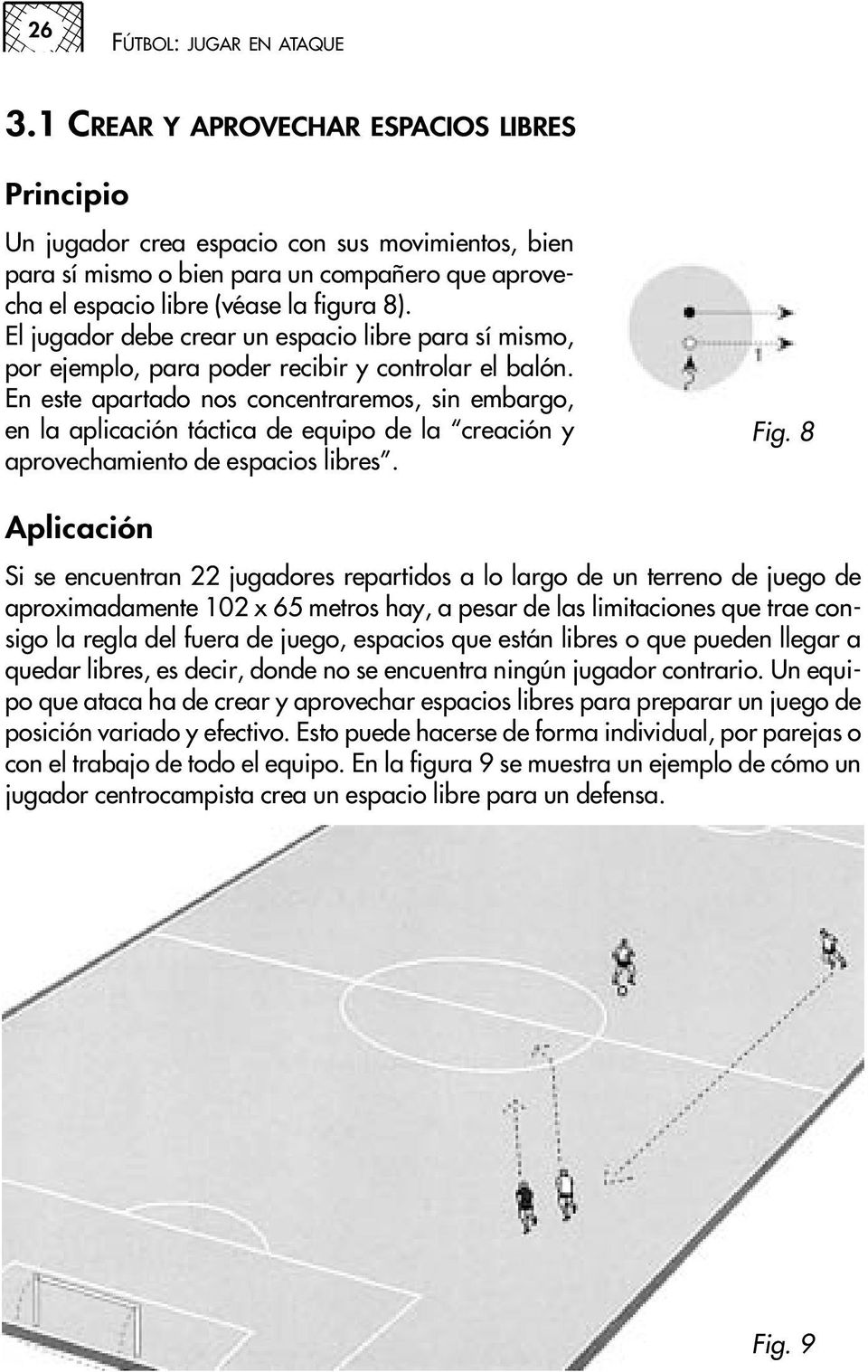 El jugador debe crear un espacio libre para sí mismo, por ejemplo, para poder recibir y controlar el balón.