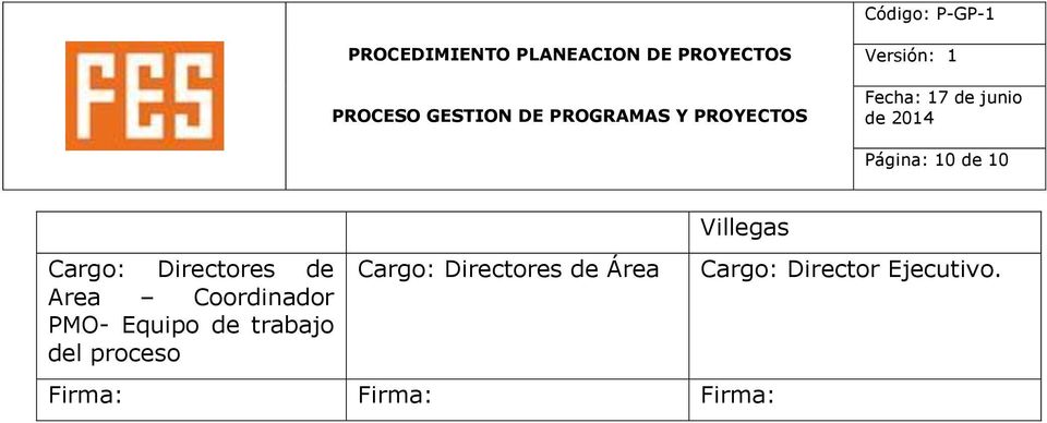 proceso Cargo: Directores de Área Villegas