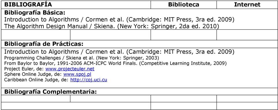 (Cambridge: MIT Press, 3ra ed. 2009) Programming Challenges / Skiena et al.