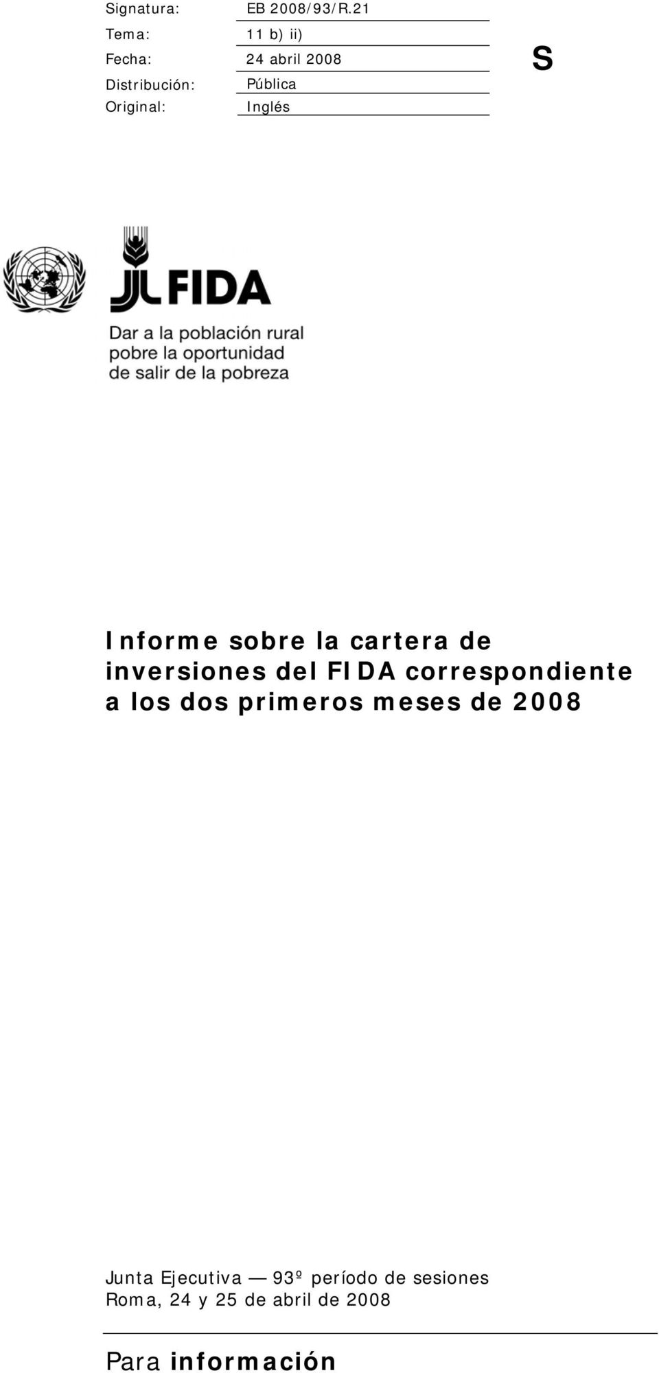 Inglés S Informe sobre la cartera de inversiones del FIDA