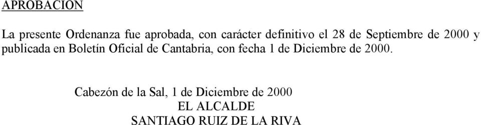 Oficial de Cantabria, con fecha 1 de Diciembre de 2000.