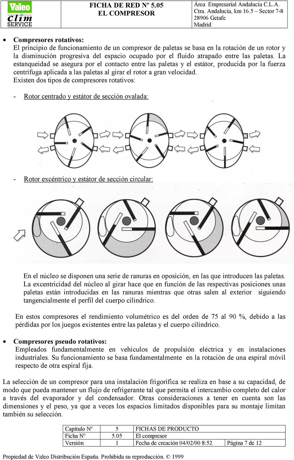 Existen dos tipos de compresores rotativos: - Rotor centrado y estátor de sección ovalada: - Rotor excéntrico y estátor de sección circular: En el núcleo se disponen una serie de ranuras en