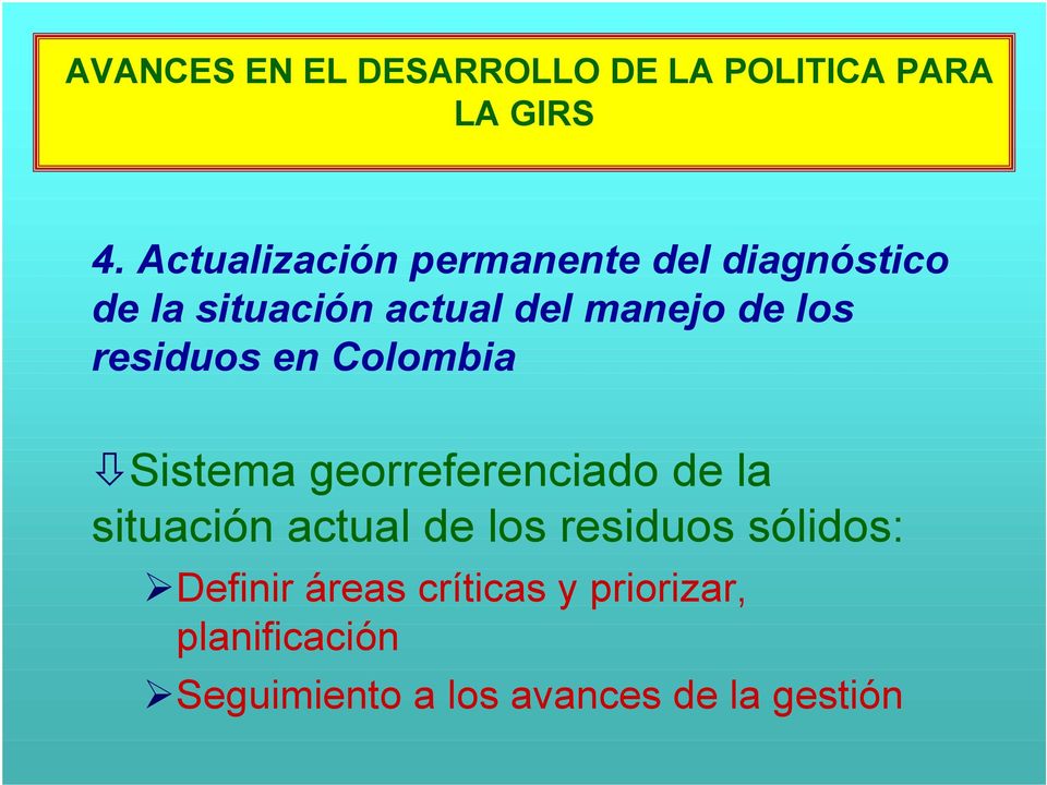 los residuos en Colombia Sistema georreferenciado de la situación actual de los