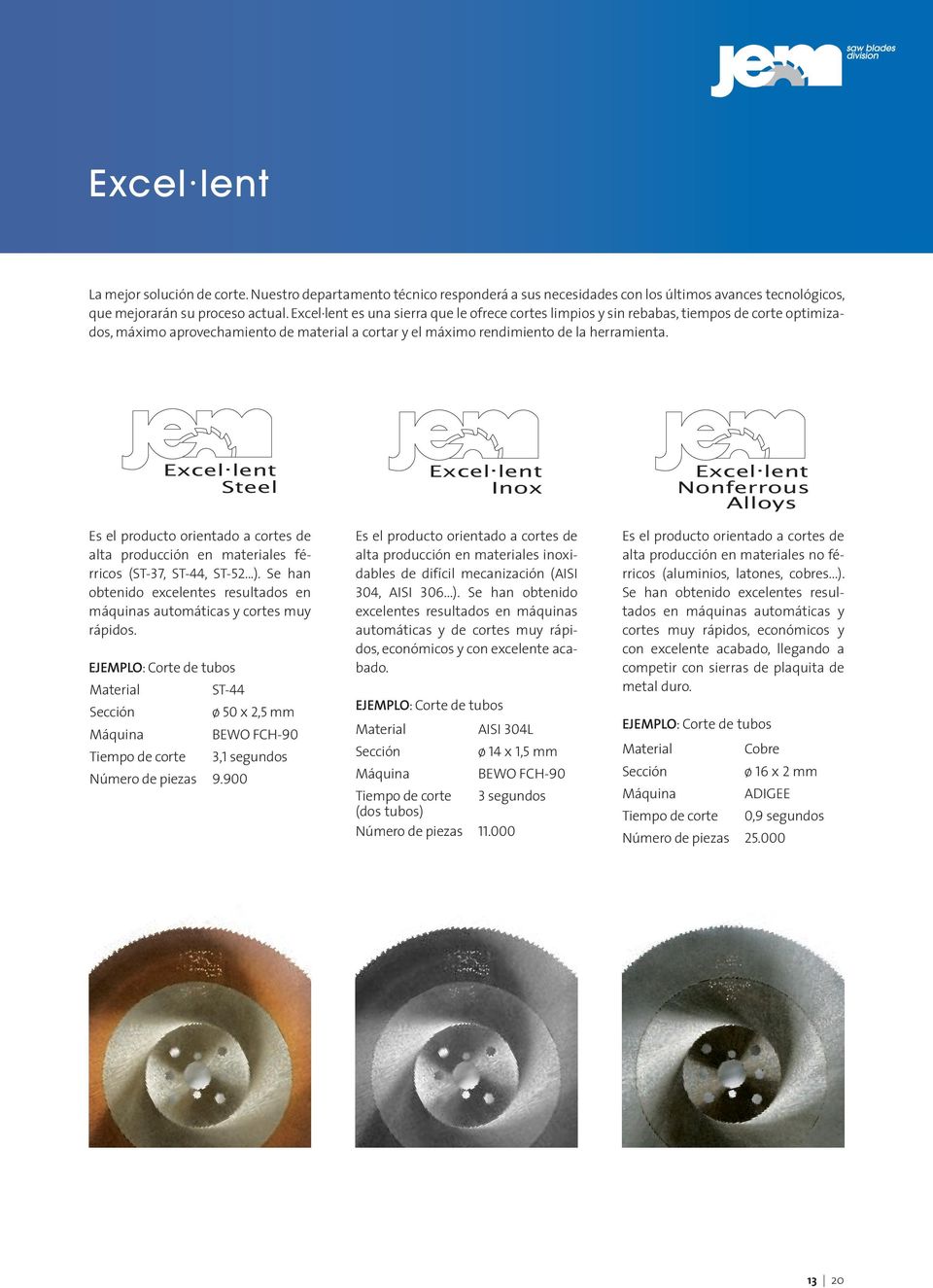 lent Excel. lent Excel. lent Steel Inox Nonferrous Alloys Es el producto orientado a cortes de alta producción en materiales férricos (ST-37, ST-44, ST-52...).