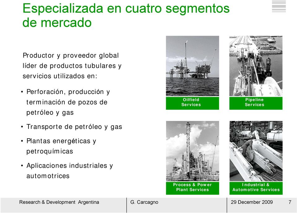 Plantas energéticas y petroquímicas Aplicaciones industriales y automotrices Oilfield Services Process & Power