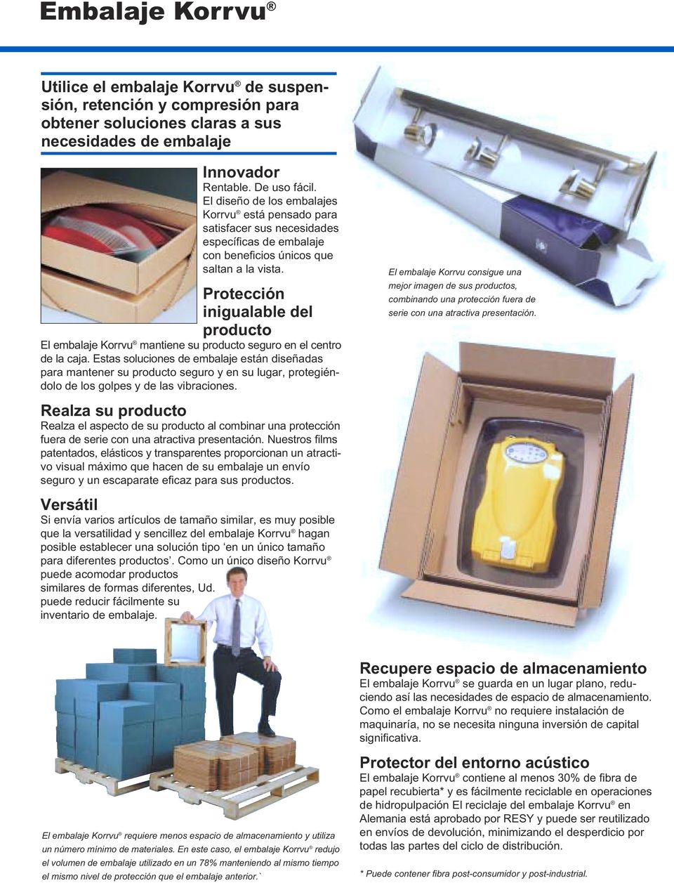 Protección inigualable del producto El embalaje Korrvu mantiene su producto seguro en el centro de la caja.