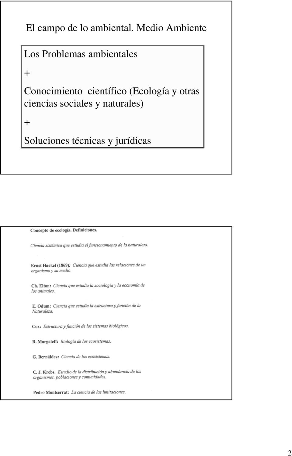 Conocimiento científico (Ecología y otras