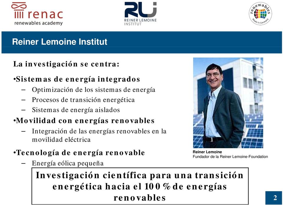 energías renovables en la movilidad eléctrica Tecnología de energía renovable Energía eólica pequeña Reiner Lemoine