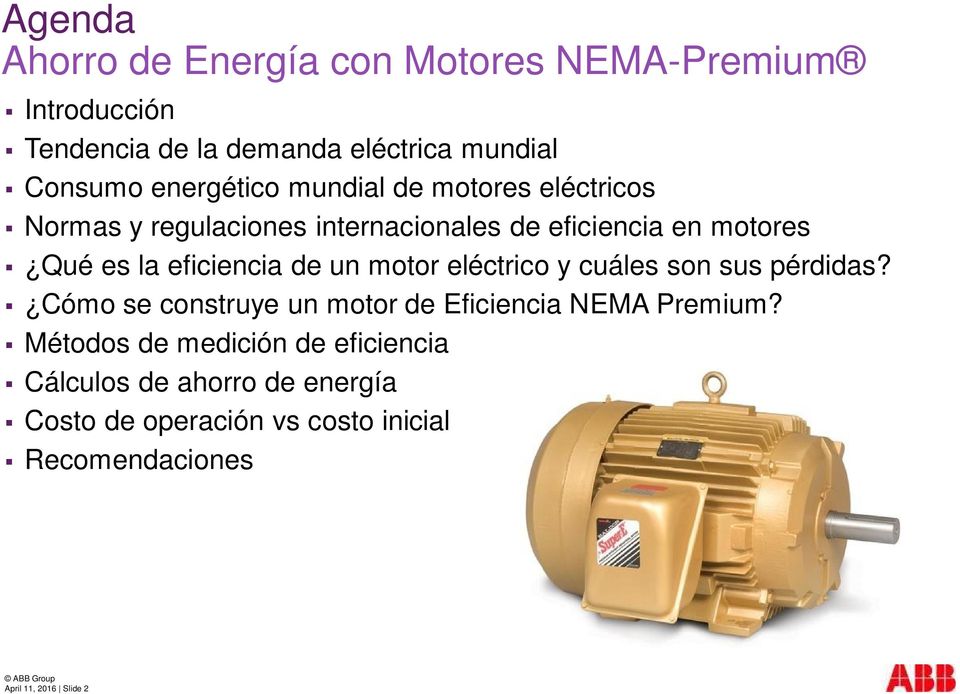 eficiencia de un motor eléctrico y cuáles son sus pérdidas? Cómo se construye un motor de Eficiencia NEMA Premium?