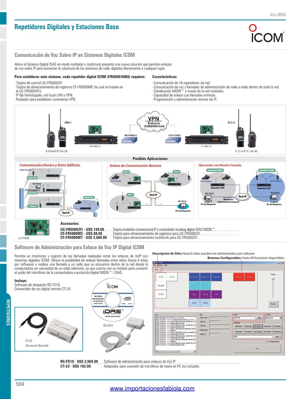 Tarjeta de control UC-FR5000/01 Tarjeta de almacenamiento de registros CF-FR5000MC (la cual se instala en la UC-FR5000/01). IP fija homologada, red local LAN o VPN.