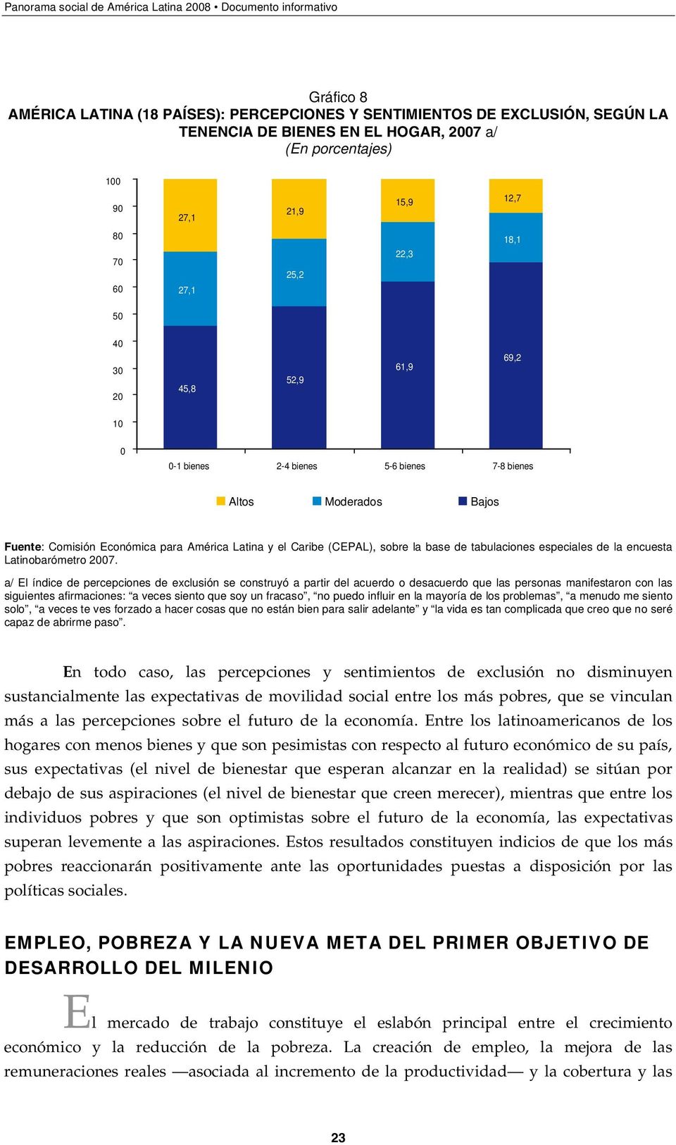 Latina y el Caribe (CEPAL), sobre la base de tabulaciones especiales de la encuesta Latinobarómetro 27.
