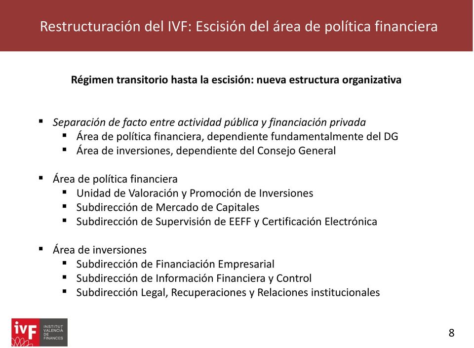 política financiera Unidad de Valoración y Promoción de Inversiones Subdirección de Mercado de Capitales Subdirección de Supervisión de EEFF y Certificación