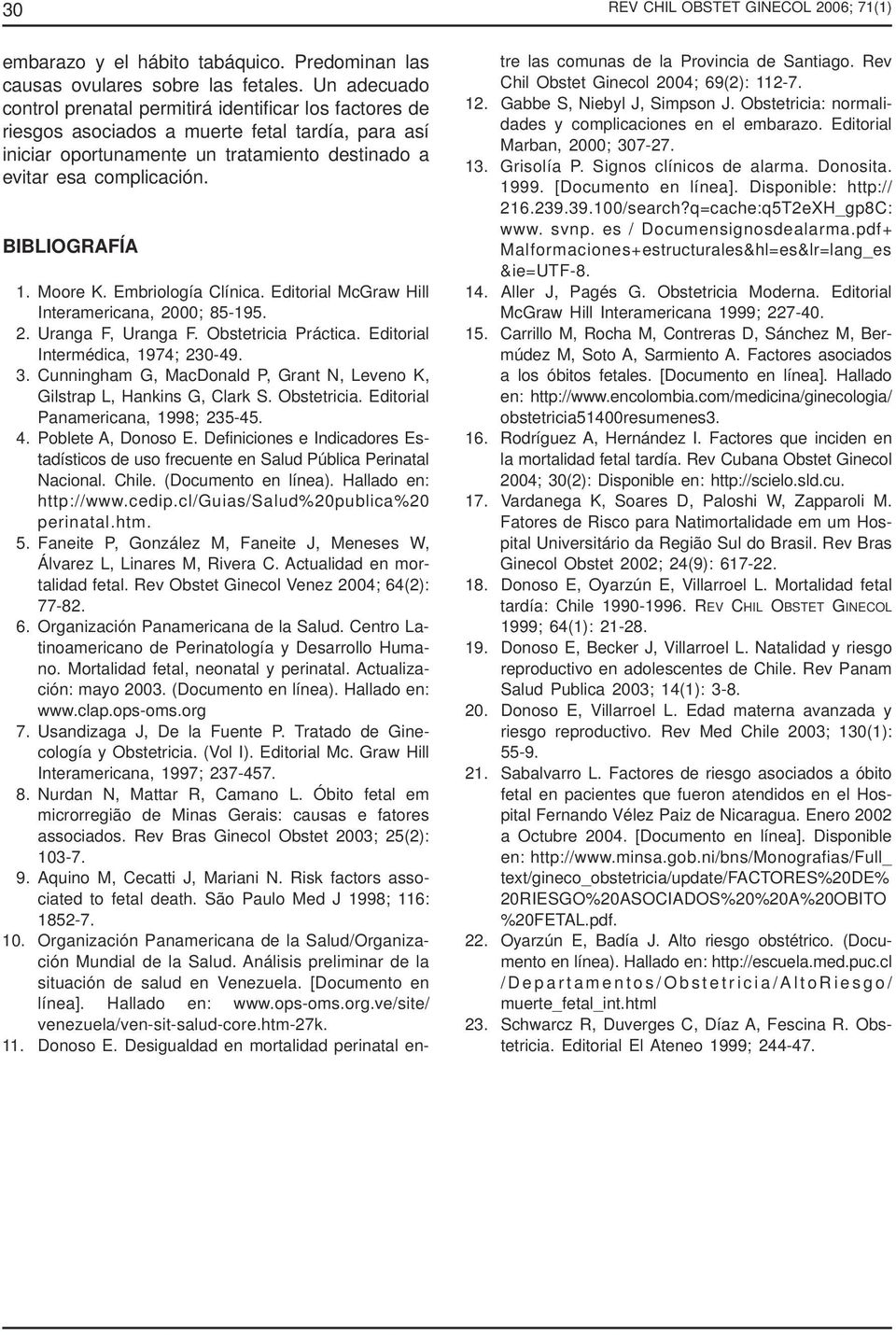 BIBLIOGRAFÍA 1. Moore K. Embriología Clínica. Editorial McGraw Hill Interamericana, 2000; 85-195. 2. Uranga F, Uranga F. Obstetricia Práctica. Editorial Intermédica, 1974; 230-49. 3.