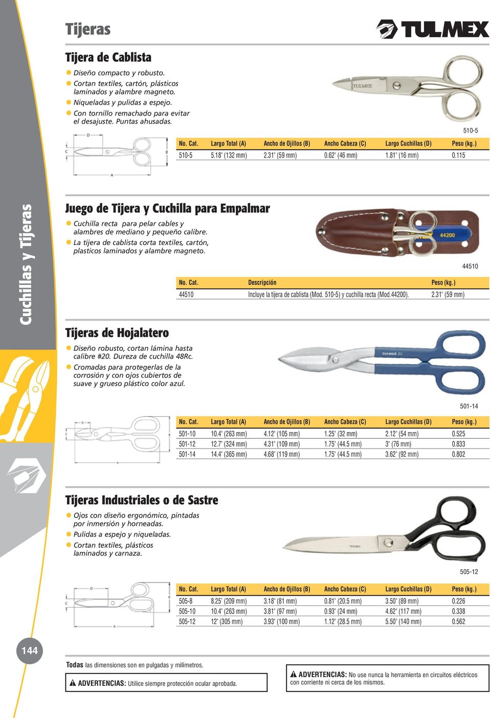 115 510-5 Cuchillas y Tijeras Juego de Tijera y Cuchilla para Empalmar Cuchilla recta para pelar cables y alambres de mediano y pequeño calibre.