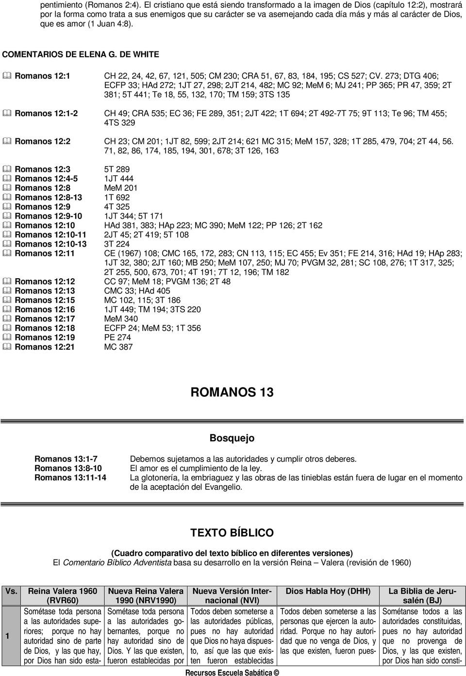 ROMANOS 12. Bosquejo TEXTO BÍBLICO - PDF Descargar libre