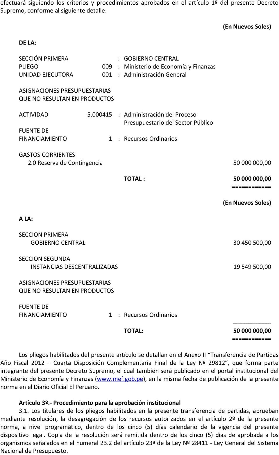000415 : Administración del Proceso Presupuestario del Sector Público 1 : Recursos Ordinarios GASTOS CORRIENTES 2.