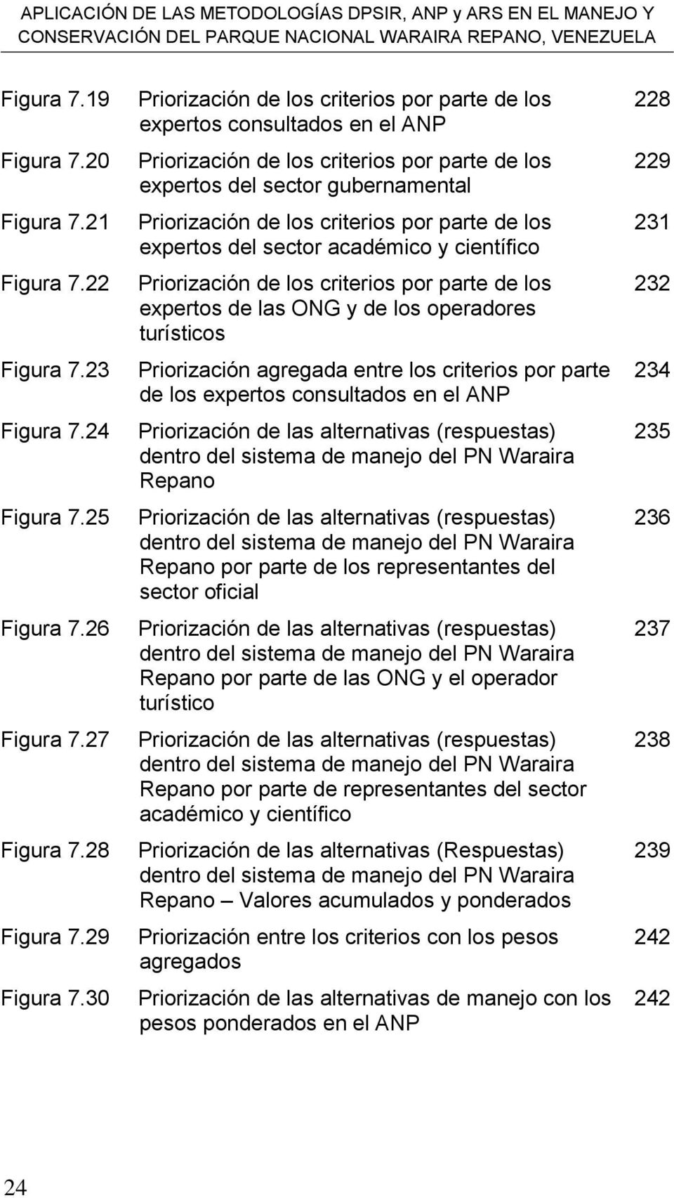 30 Priorización de los criterios por parte de los expertos consultados en el ANP Priorización de los criterios por parte de los expertos del sector gubernamental Priorización de los criterios por