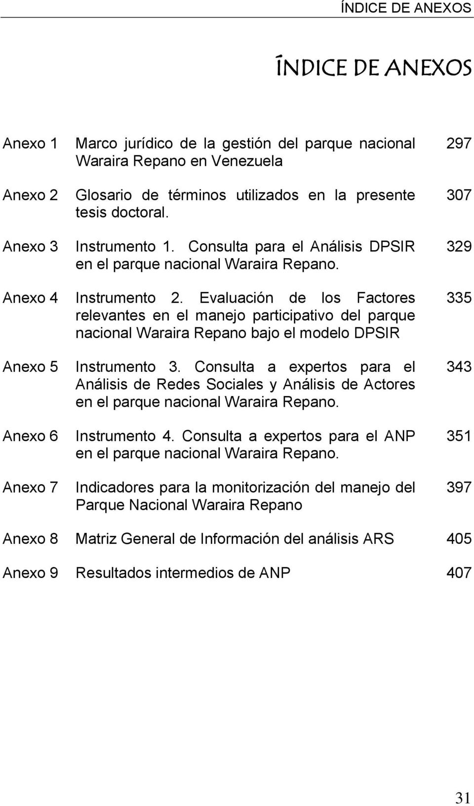 Evaluación de los Factores relevantes en el manejo participativo del parque nacional Waraira Repano bajo el modelo DPSIR Instrumento 3.
