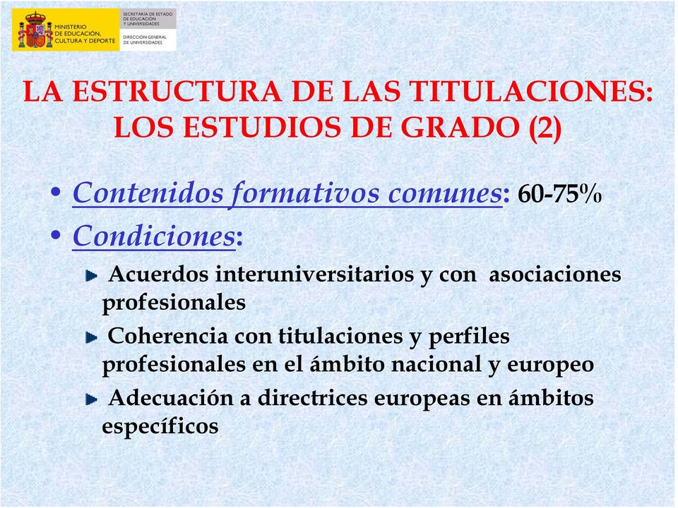 asociaciones profesionales Coherencia con titulaciones y perfiles