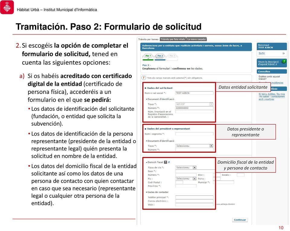 física), accederéis a un formulario en el que se pedirá: Los datos de identificación del solicitante (fundación, o entidad que solicita la subvención).