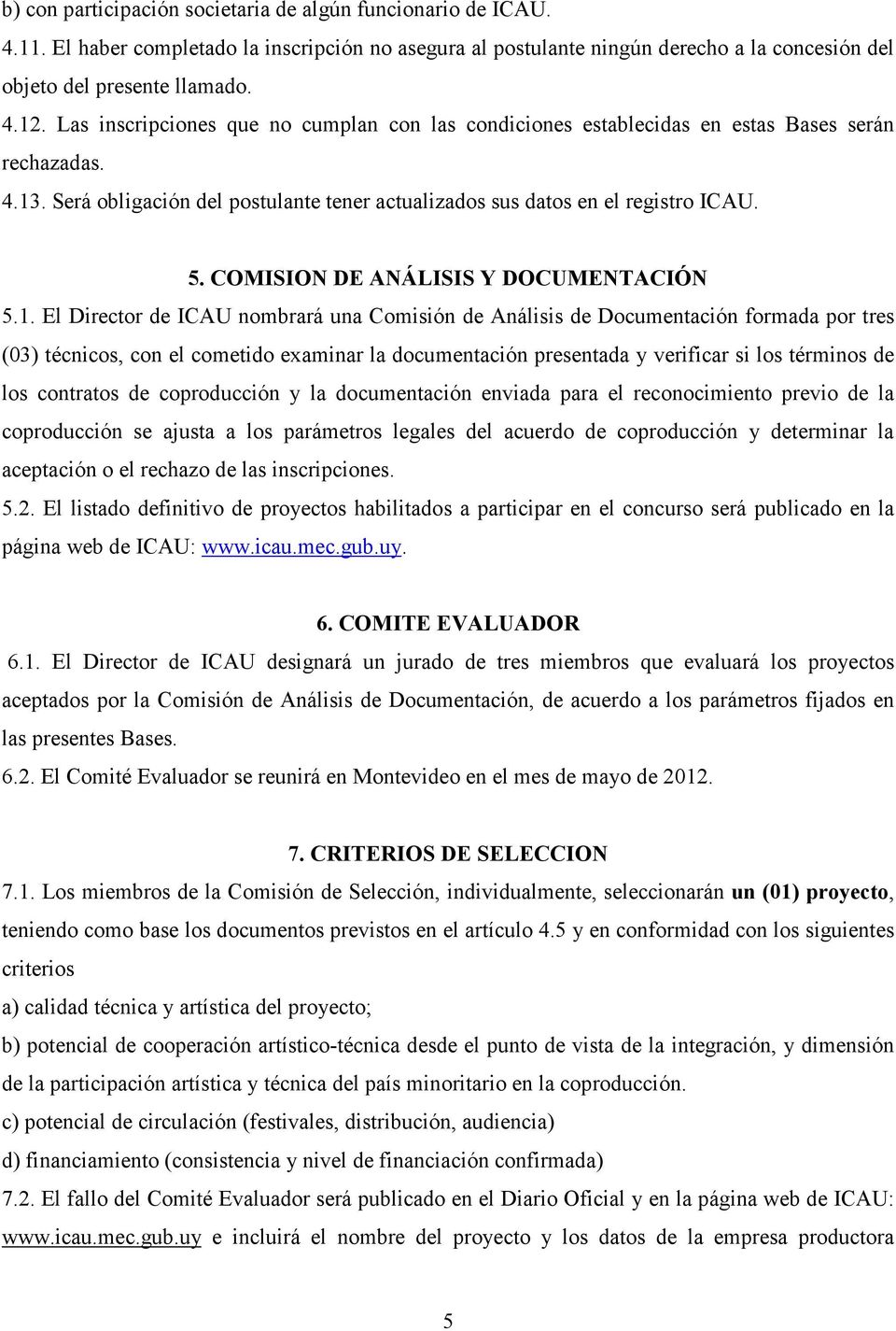 COMISION DE ANÁLISIS Y DOCUMENTACIÓN 5.1.